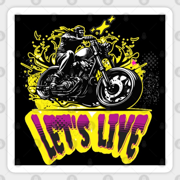 Let's Live, Vintage Motorcycle ,American customs,Funny Biker Motorcycle Helmet Motorbike Racing Motorcyclist Rally Racing Lover Gifts Magnet by Customo